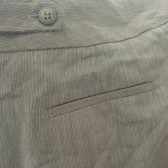 David Lawrence Stripe Wide Leg Welt Pants Taupe - Picture 4 of 4